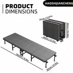 75英寸 Heavy Duty Folding Bed, Thickened Iron Frame, Portable Folding Bed, Lockable Pulley, Suitable for Office Nap, Hospital Ac
