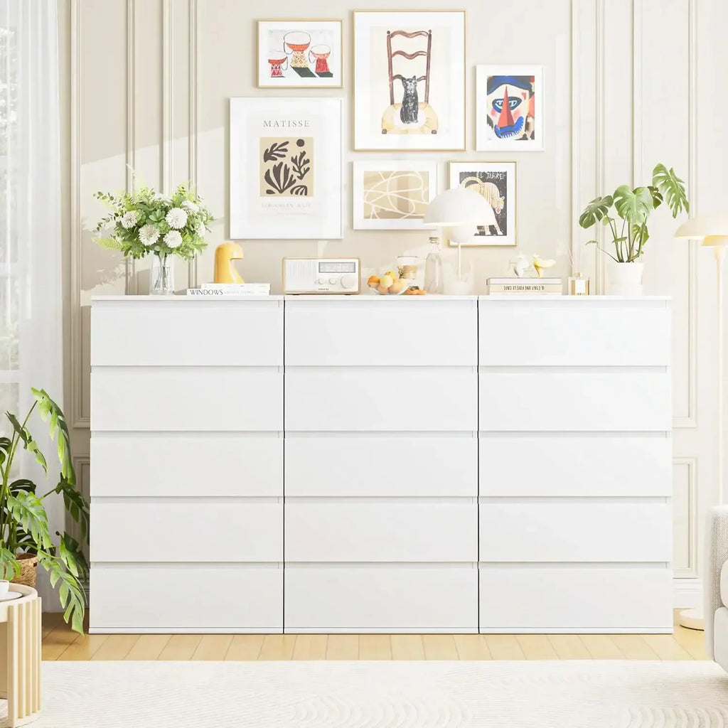 5 Drawer White Dresser, Dresser Tall White Dresser with Large Storage Space, Modern Storage Chest of Drawers