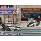 SW 1:64 RWB 993 Matte Silver Cyberpunk Diecast Diorama Car Model Collection Toy