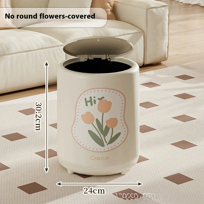 15L Trash Can with pulley  Anti-odor trash Bin with Lid Wastebasket Kitchen Bathroom Large Capacity Garbage Can