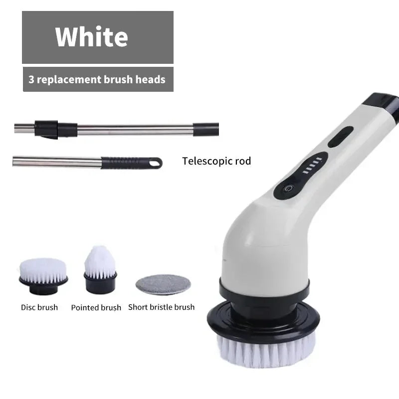 Wireless Home Kitchen and Bathroom Multifunctional Long Short Dual Use Handheld Brush with Multiple Brush Heads Cleaning Tool