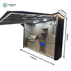 Customized smart closeable shed outdoor kitchen cabinet with sink refrigerator pizza oven and speaker for garden bar BBQ cooking