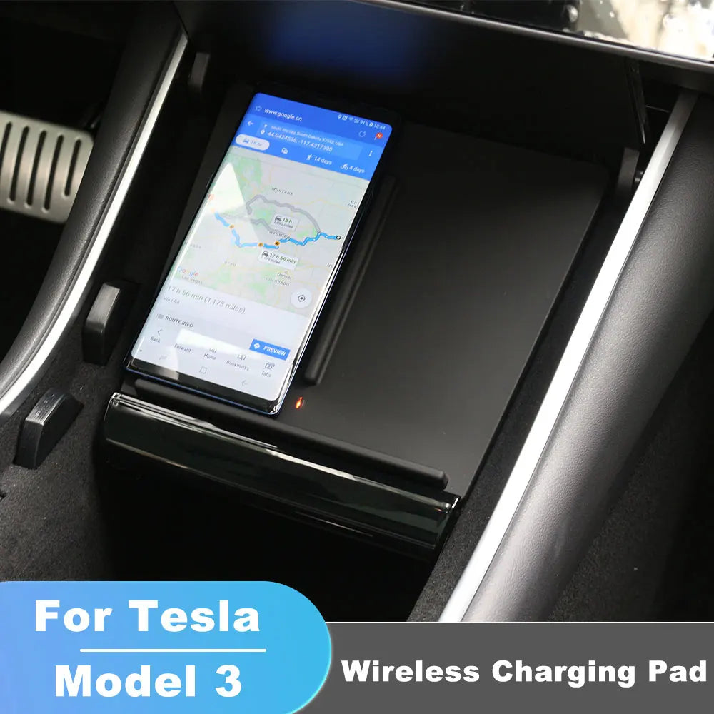 For Tesla Model 3 2017-2020 QI Wireless Charger 15W Fast Dual Phone Charging Holder Plate Center Console Interior Accessories