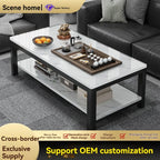 Tea table, living room, household, small apartment, next to sofa, office, marble patterned color tea table, tea table