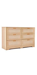 REDLIFE 47.24" Rattan Dresser with 6 Drawers ,Modern Chest Wood Storage Closet w/ Golden Handles for Bedroom Living Room Hallway