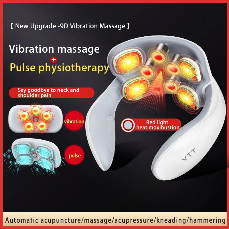 UKL Pulse Back Neck Massager Wireless Smart Shoulder and Neck Massager Heating Pain Relief Muscle Impact Massage Health Care