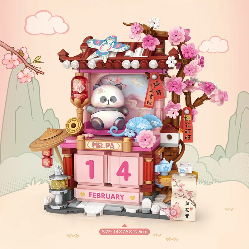 LOZ Street Scene Series DIY Architectural Model Building Blocks Panda Calendar House Assembly Educational Toy Kids Birthday Gift