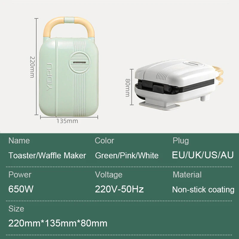 Mini Sandwich Machine Breakfast Maker Multi Cookers Toasters Electric Ovens Hot Plates Bread Pancake Waffle Donuts