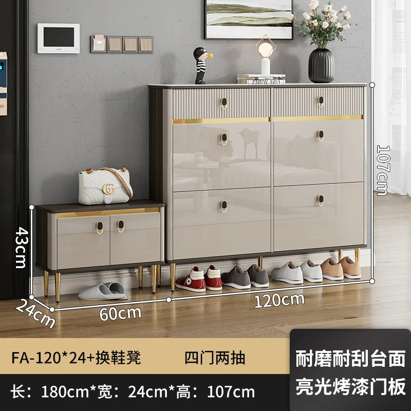 White Drawers Shelf Shoe Rack 3 Layers Narrow Save Space Shoe Cabinet Vertical Entrance Hall Meuble A Chaussures Home Furnitures