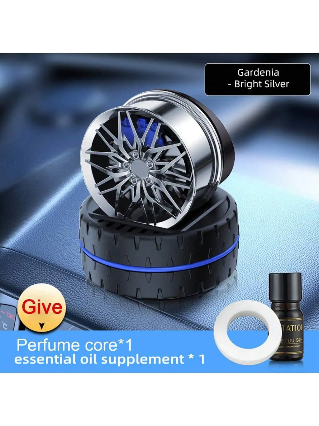 Solar Car Air Freshener Wheel Hub Design Perfume Diffuser Decoration Vehicle Wheel Rotating Air Freshener Vehicle Air Fresheners