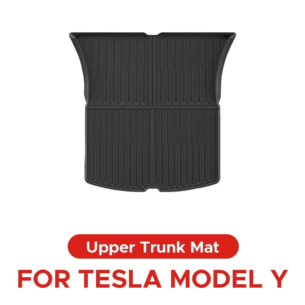 For Tesla Model Y 2020-2024 Front and Back Trunk Mat TPE Carpet Waterproof Weather-resistant Pads Up and Down Layer Mats