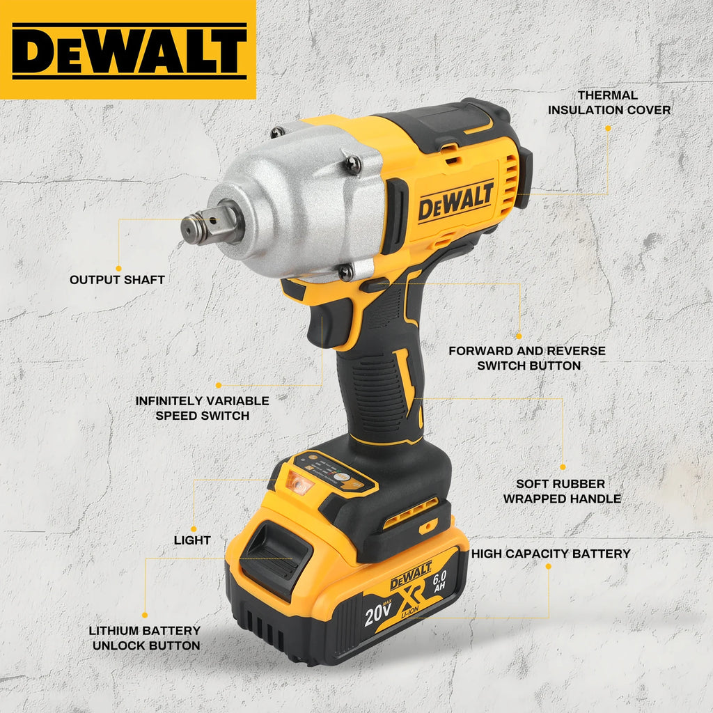 DEWALT Impact Wrench 1/2" Inch High Torque With Hog Ring Anvil 20V Brushless Cordless Wrench Dewalt Power Tools DCF900