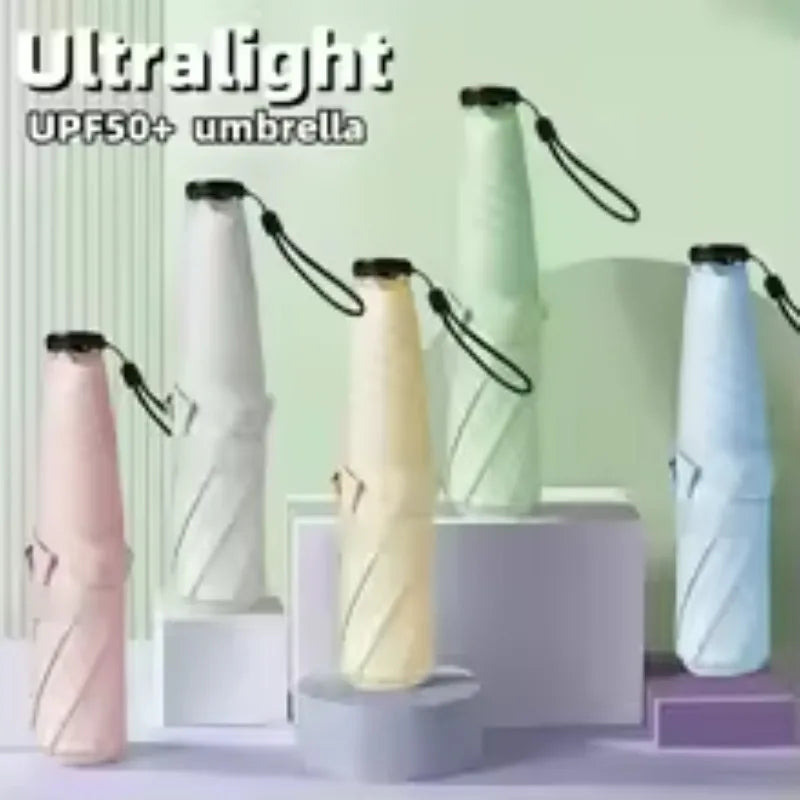 UPF50+ Umbrella Carbon Fiber Sun UV Protection Portable Umbrella Vinyl Folding Rain Parasol Pocket Pencil Umbrella