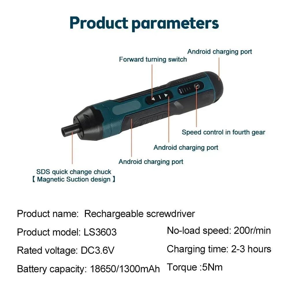 Rechargeable Cordless Electric Screwdriver Mini Drill Power Tools Set Multifuncntion Power Drill Kits Set Household Maintenance