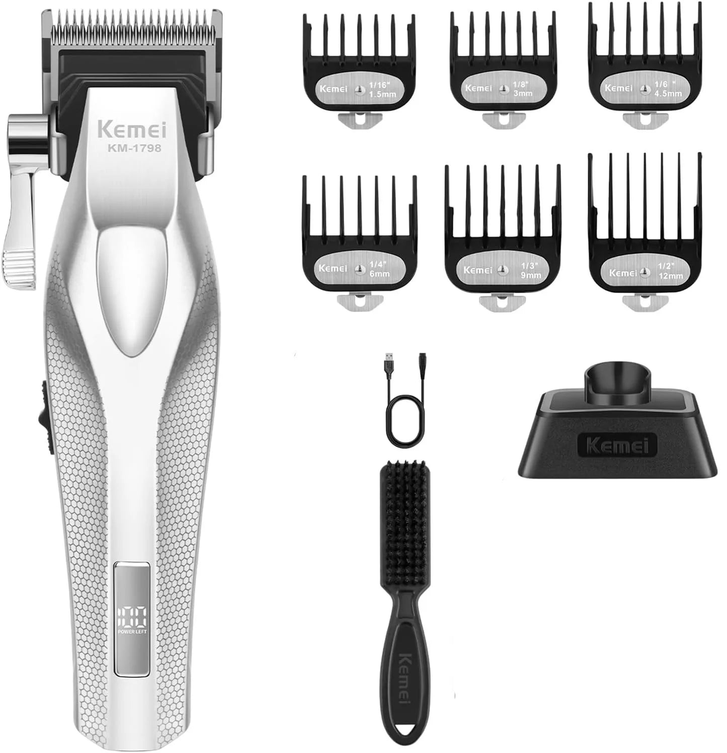 Kemei Barber Professional Hair Clipper and Hair Trimmer Combo Electric Men Zero Gapped Trimmer Fade Finish Hair Cutting Machine
