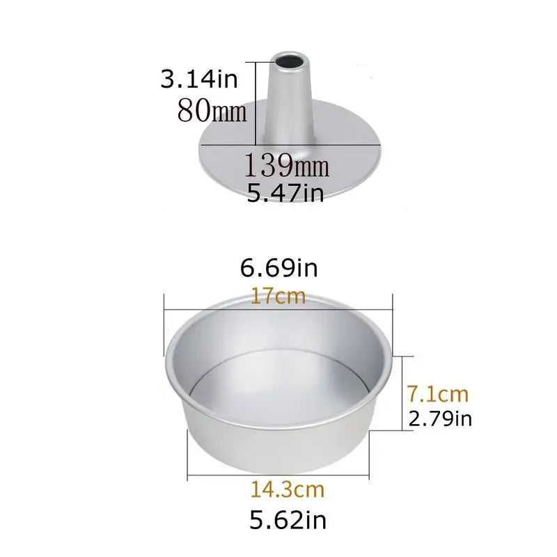 Round middle hole Alloy Chiffon Cake toast bread Pan Removable Bottom Hollow Chimney Mold DIY Baking Tools bake Model Bread box