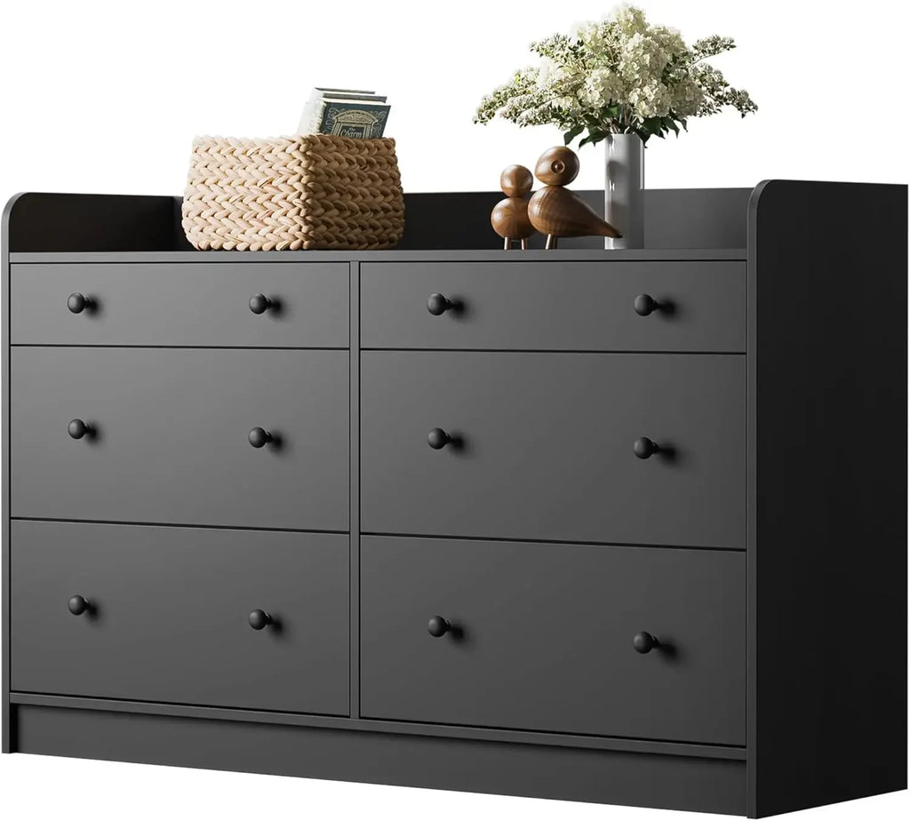 6 Drawer Dresser for Bedroom, Large Wood Dressers & Chests of Drawers 52'' Long Modern Sideboard Buffet Cabinet