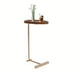 C Shaped End Table Side Table Small Gold Sofa Table Couch Snack Table Unique Almond Tabletop Home Decor 18x12inch