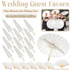 6-120Pcs 33inch Paper Umbrellas for Wedding Guest White Paper Parasol Umbrellas for Guests Wedding Photography Props with Fans
