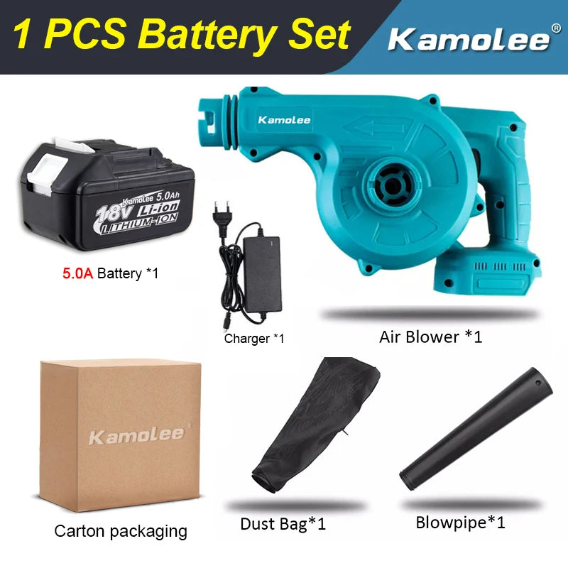 Kamolee Household Electric Leaf Blower 2 in 1 Vacuum Cleaner for Blowing Dust Computer Dust Cleaning Blower 18V-21V Power Tools