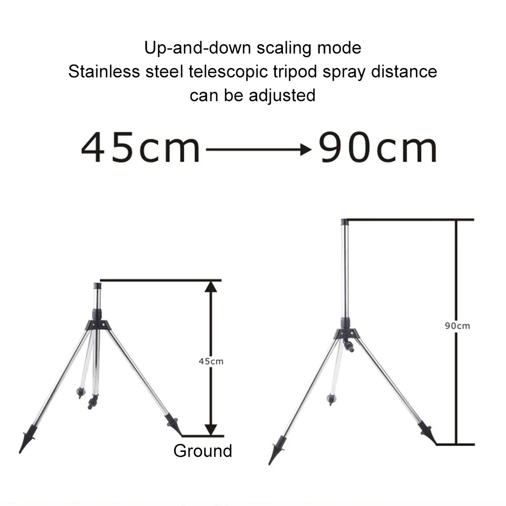 Garden Adjustable Rotating Sprinkler with Stainless Steel Tripod Set Irrigation Stand Water Jet Garden Lawn Sprinkler Tool
