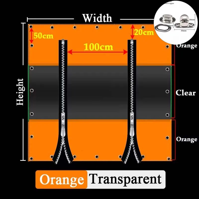 Customizable Transparent Zipper Tarpaulin with Twist Lock Pergola See Though Tarpaulin Heavy Duty Carwash Room Waterproof Screen