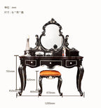 Hair Cloth Black Color Solid Wood Dresser Bedroom Furniture, Rustic Luxury Dressing Table,modern Mid Century Vanity Dresser Set