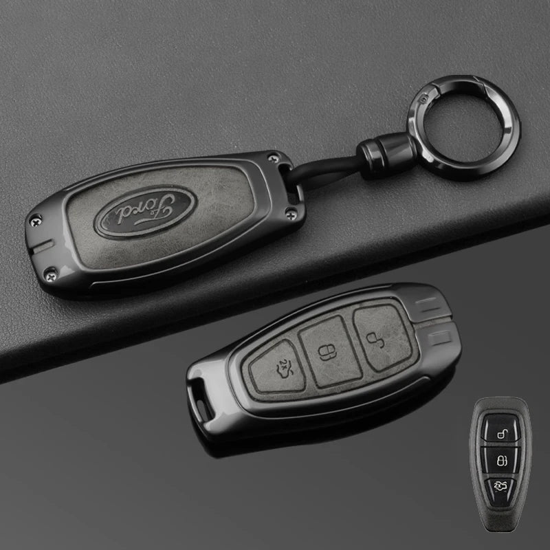 Leather Car Key Case Full Cover for Ford Focus 3 4 ST Mondeo MK3 MK4 Fiesta Fusion Kuga 2013 2014 2015 2017 Keychain Accessories