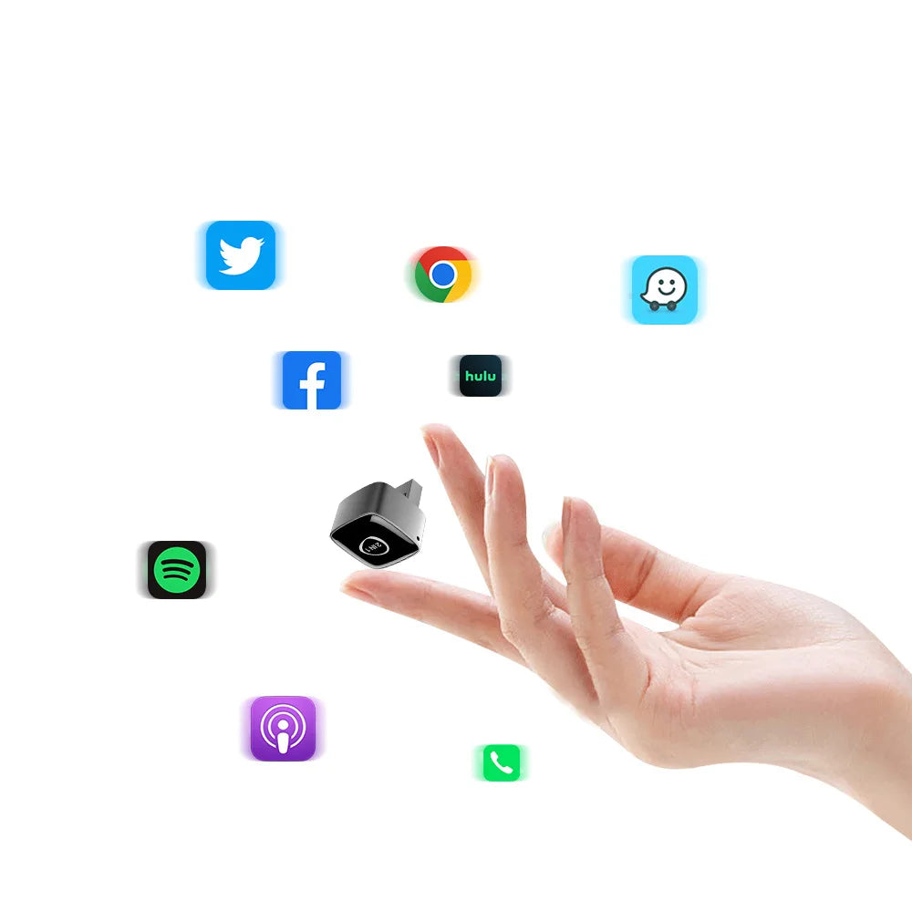 Super Mini Wireless Carplay Adapter M5 Smooth Dual Core Chip Car Audio Receiver Alloy Material Suitable for WiFi/Bluetooth