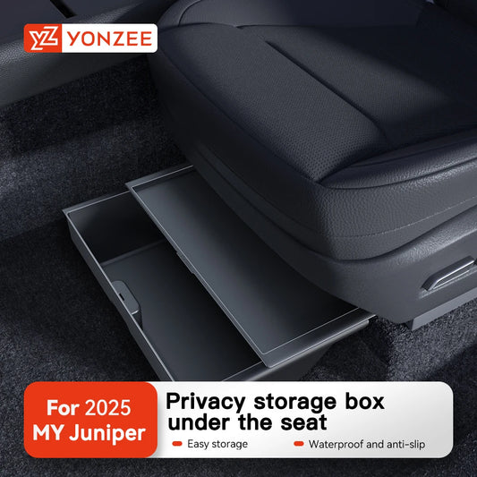 YZ For Tesla Model Y Juniper 2025 Under Seat TPE Hidden Storage Box Drawer Car Organizer Accessories For Tesla Car Accessories