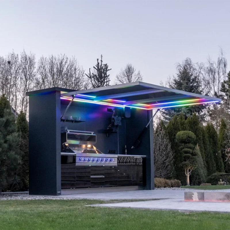 Modern Outdoor Kitchens Weatherproof Cooking Station for Bbq Patio Garden Backyard Custom