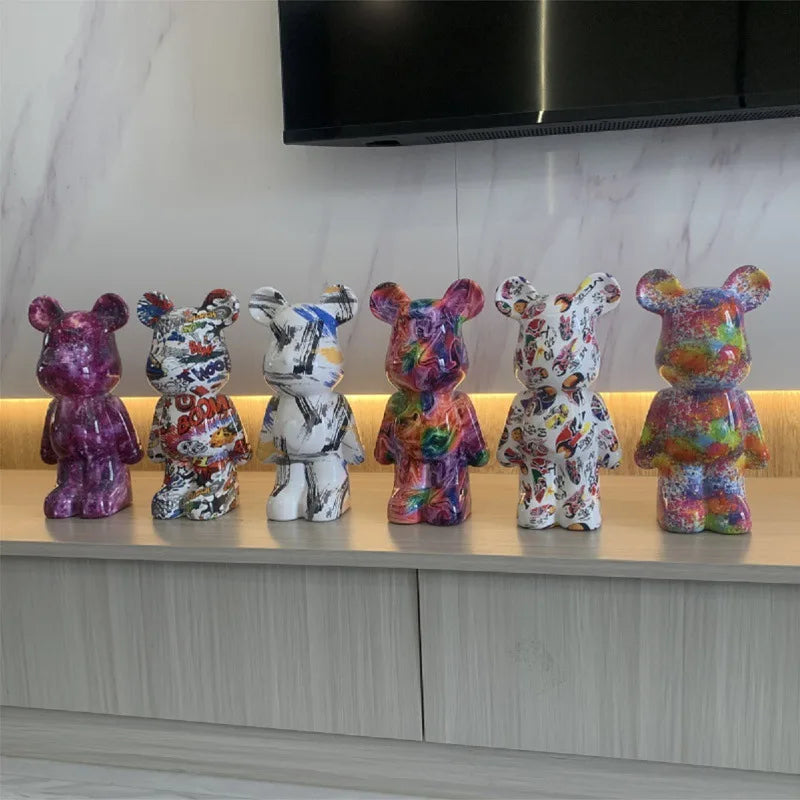 28cm Building Block Bear Statue DIY Creative Animal Sculpture Art Decor Unique Gift for Collectors  Kids Cool Desk Display Model