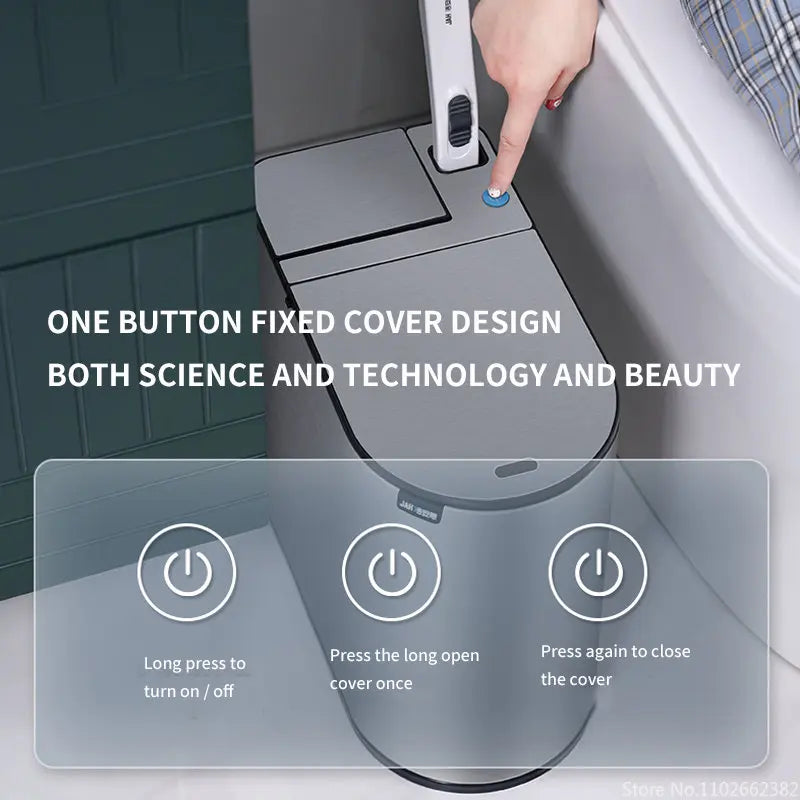 Stainless Steel 7L Smart Trash Can Toilet Brush Set Waterproof Trash Bin Narrow Garbage Smart Sensor Bucket for Lid Bathroom