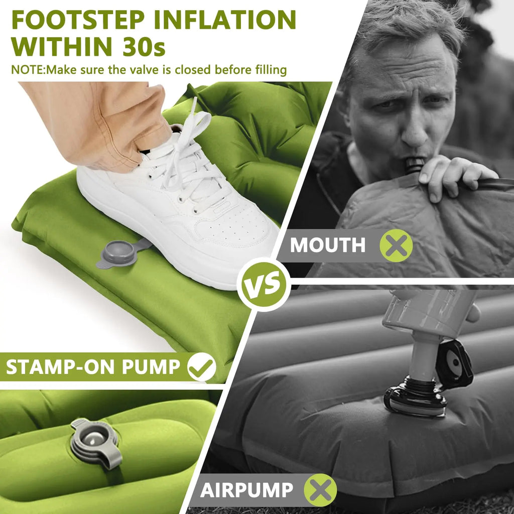 WESTTUNE Inflatable Air Mattress Camping Sleeping Pad Ultralight Camping Mat with Pillow Built-in Foot Pump for Backpacking Hiki