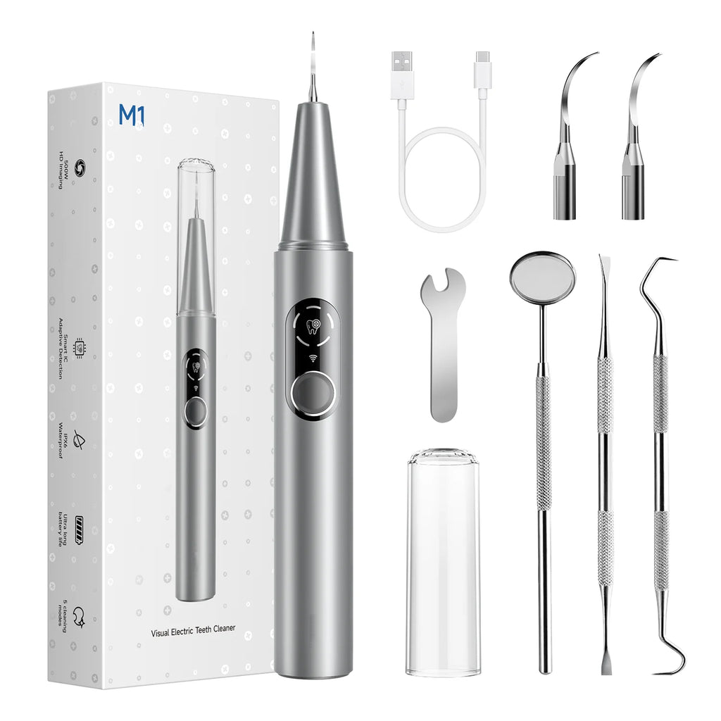 Visual Electric Ultrasonic Dental Cleaner - 5 Modes Safe Home Teeth Cleaner for Hard Stain Removal Teeth Whitening Oral Care