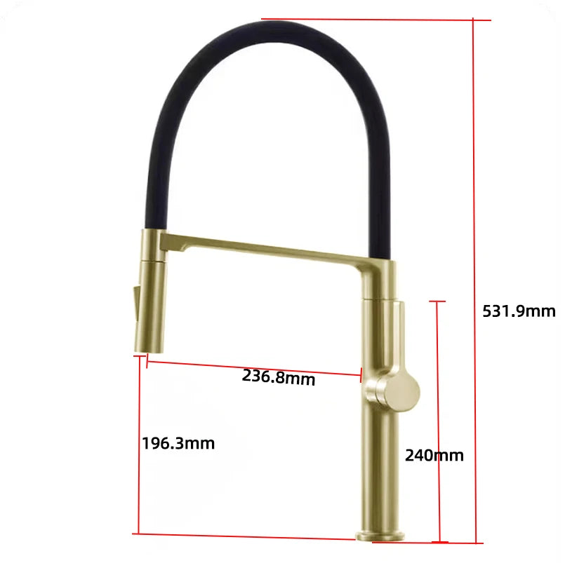 Gunmetal Rubber Kitchen Faucet Mixer Rotation Pull Down Stream Sprayer Taps Hot And Cold Water Single Hole Single Handle Faucet