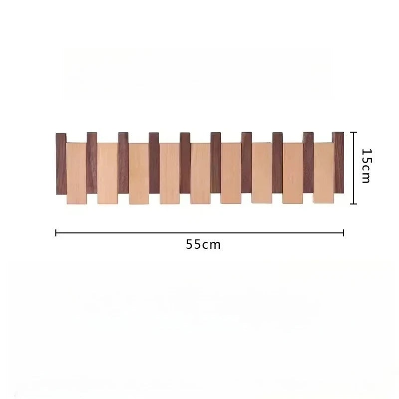 Walnut Wall Hanging Coat Racks Wall Entry Door Porch Hanging Coat Rack Perforated Solid Wood Creative Piano Keys Clothes Hook