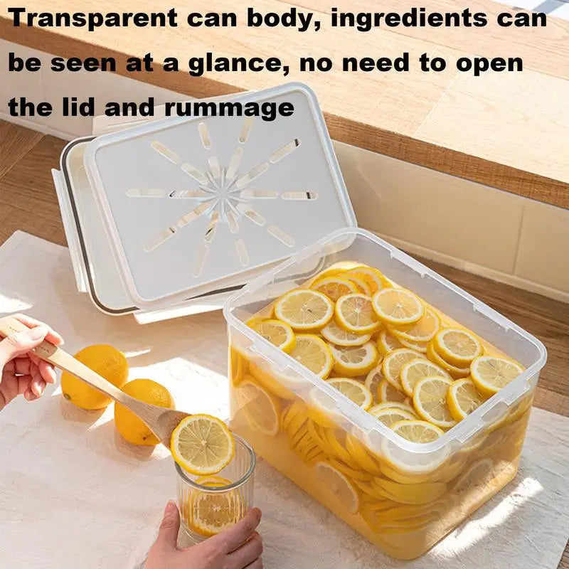 Pickle Storage Container with Strainer 4/5L Airtight Kimchi Box Fermentation Container with Handle and Lid Fermentation Storage