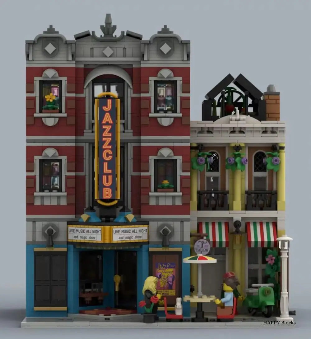 2899pcs Street View Creating Jazz Club & Pizzeria Shop Modular House Model 10312-Bricks Holiday Birthday Gifts