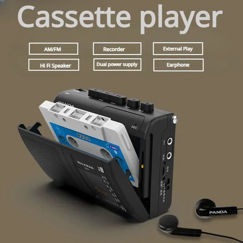 Portable Retro AM/FM Cassette Player & Walkman w/ Speaker