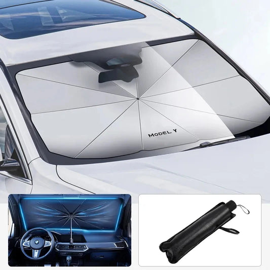 For Tesla Model Y Model 3 Model X Model S Roadster Car Windshield Sun Shade UV Ray Reflector Umbrella Auto Interior Accessories