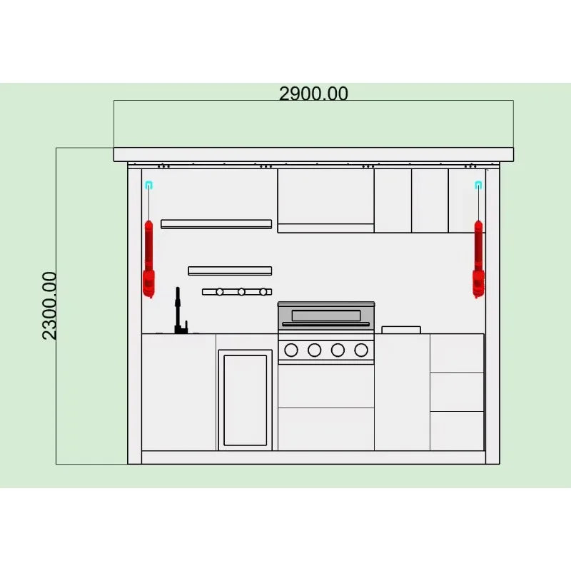 Customized heavy duty outdoor kitchen shed with built in barbecue cabinet for professional backyard cooking stations
