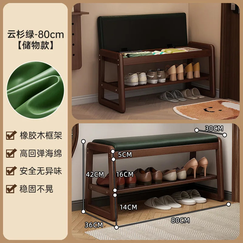 Modern Solid Wood Shoe Bench Entryway Multilayers Storage Stool Luxury Design for Hallway Bedroom Wide and Comfortable