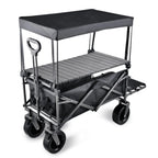 Outdoor Camping Cart Rotating Wheels Portable Table Board Miscellaneous Cart Grocery Beach Cart Double-Layer Fold Shopping Cart