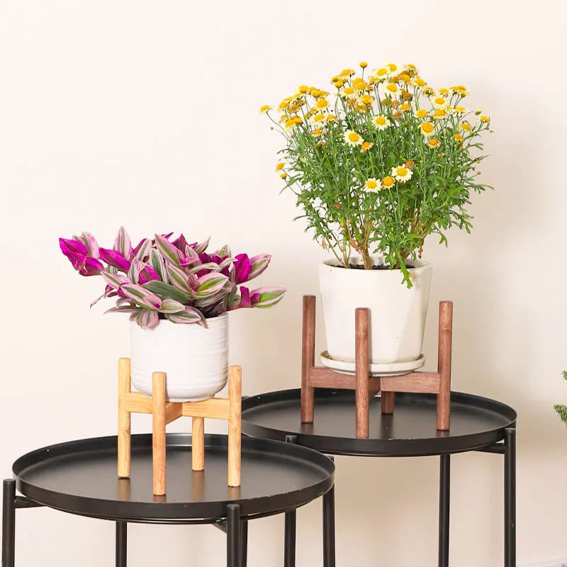 Solid Wood Flower Shelf Vintage Plant Holder Balcony Garden Decor Wooden Display Rack for Pots Indoor Outdoor