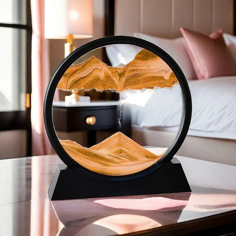 Dynamic flowing sand desktop decoration glass dome, Zen inspired multi-color sand scenery, suitable for home office meditation