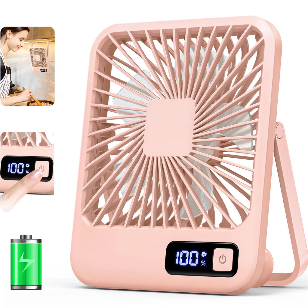 Desk Fan, Portable USB Rechargeable Fan, 180° Tilt Folding Personal Fa