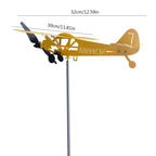 3D Piper J3 Cub Wind Spinner Plane Metal Airplane Weather Vane Outdoor Roof Wind Direction Indicator WeatherVane Garden Decor