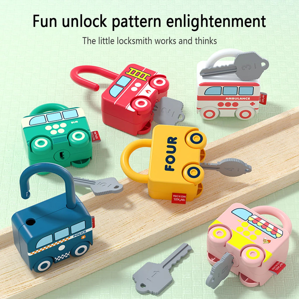 6Pc Learning Lock with Key Set Early Educational Number Matching Locks Parent-children Interactive Unlocking Toy Christmas Gifts