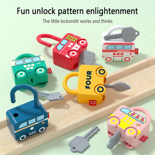 6Pc Learning Lock with Key Set Early Educational Number Matching Locks Parent-children Interactive Unlocking Toy Christmas Gifts